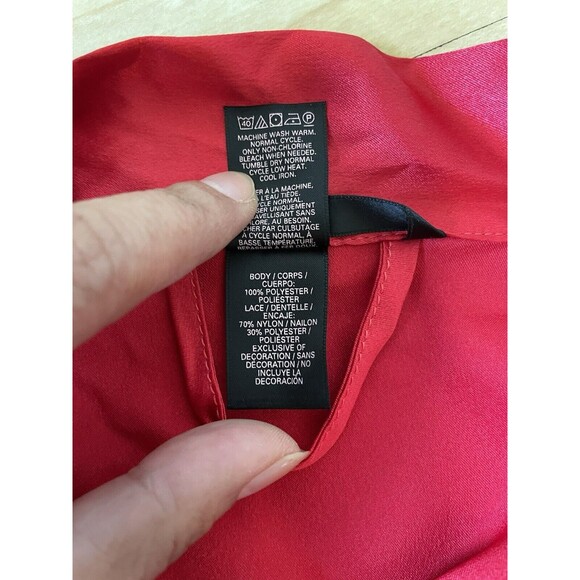 Victoria’s Secret Two Piece Set Nightgown Red Satin Lace Size S/M - Picture 9 of 11